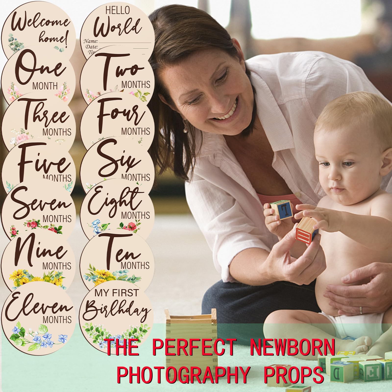 Sanyakti six-month milestone card highlights sitting and giggles in photos.