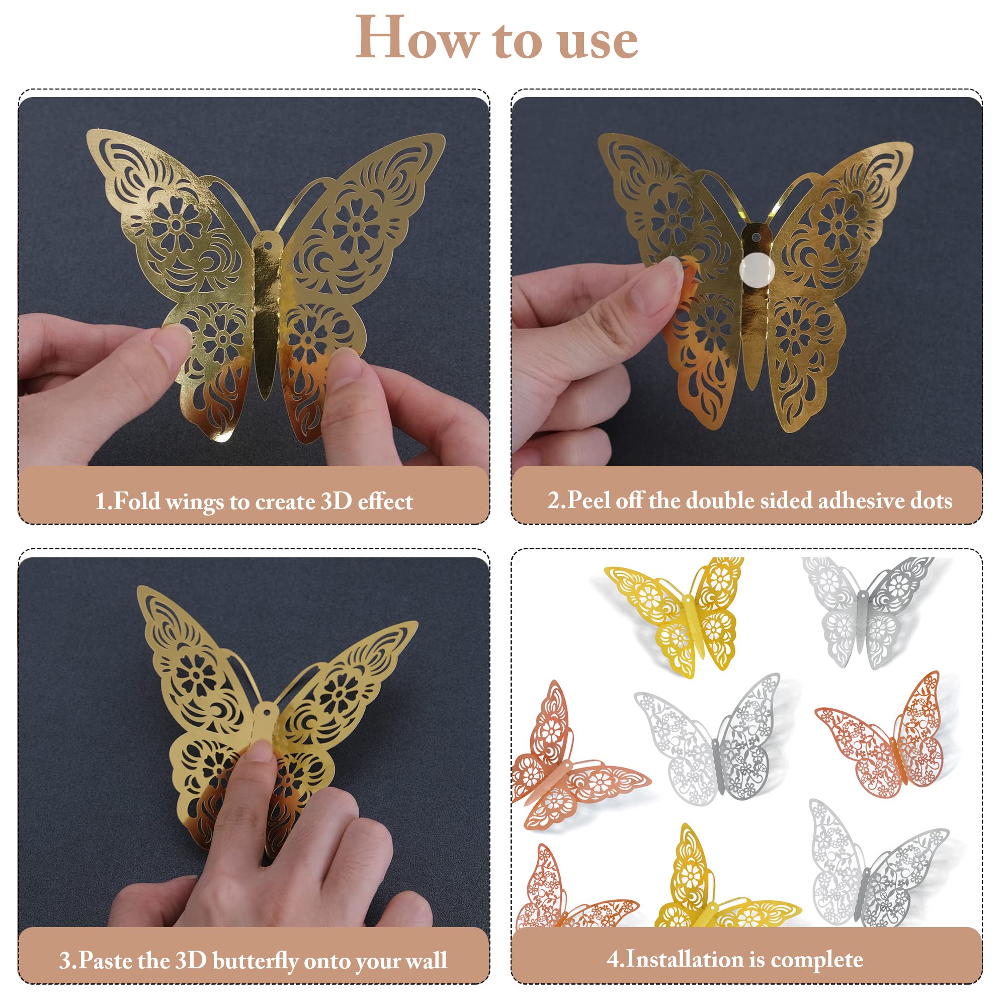 SAOROPEB 3D butterfly wall decor style 2 5-inch dramatic statement piece