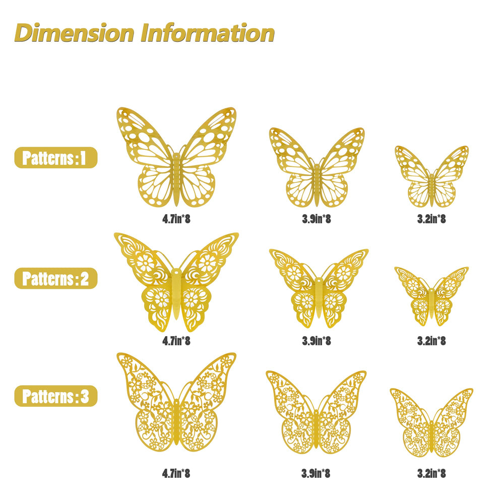 SAOROPEB 3D butterfly wall stickers style2 5in elevates event backdrops with gold