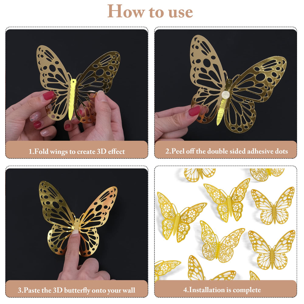 SAOROPEB 3D butterfly wall stickers style3 3in foldable details spark imagination