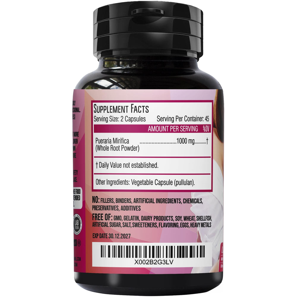 Pueraria Mirifica capsules beside water for everyday use