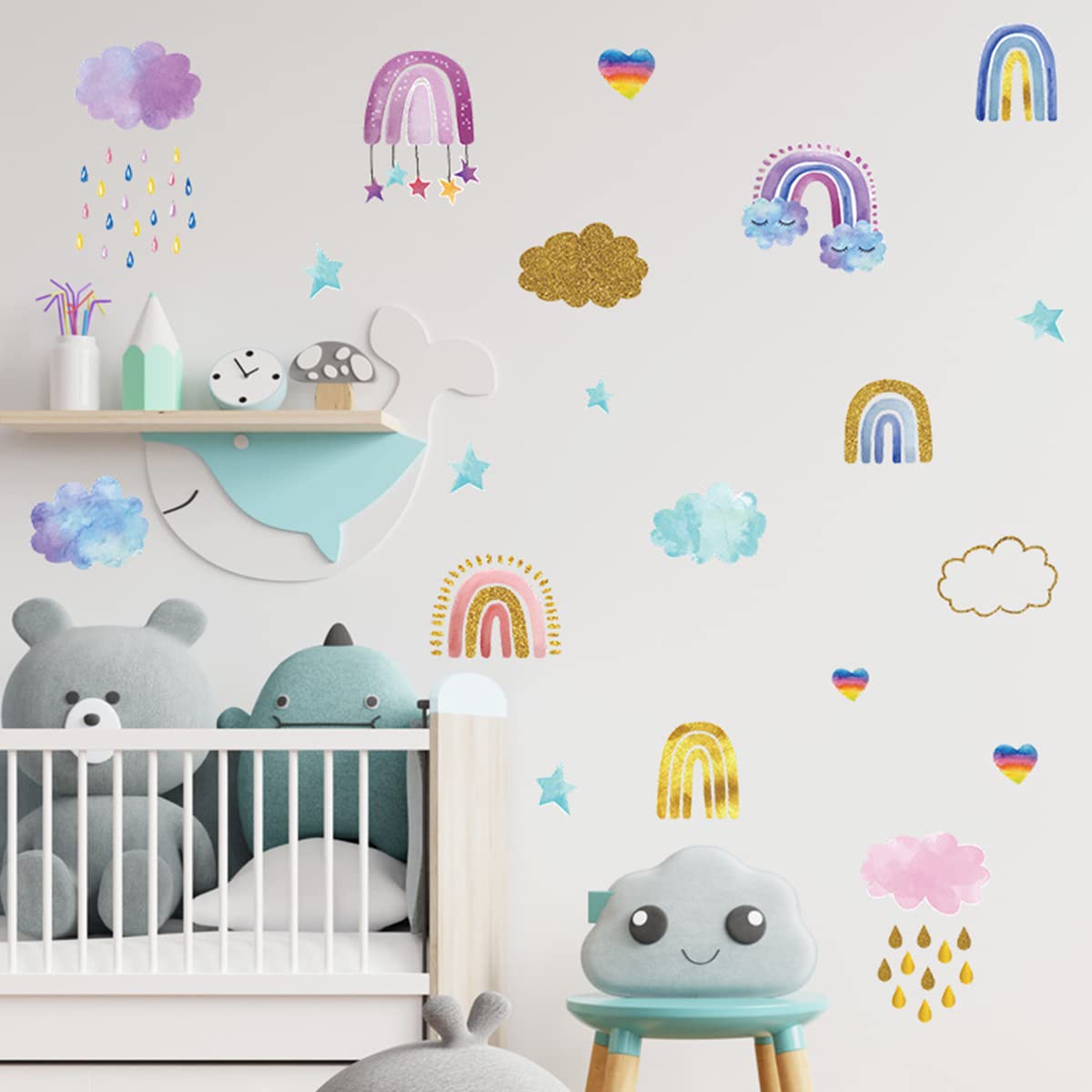 Sappheiros rainbow wall stickers kit brightens a child's room with cheerful colors and easy peel-and-stick use.