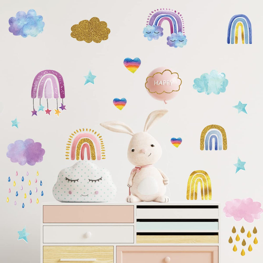 Sappheiros raindrop wall decal adds delicate detail to a dreamy learning space.