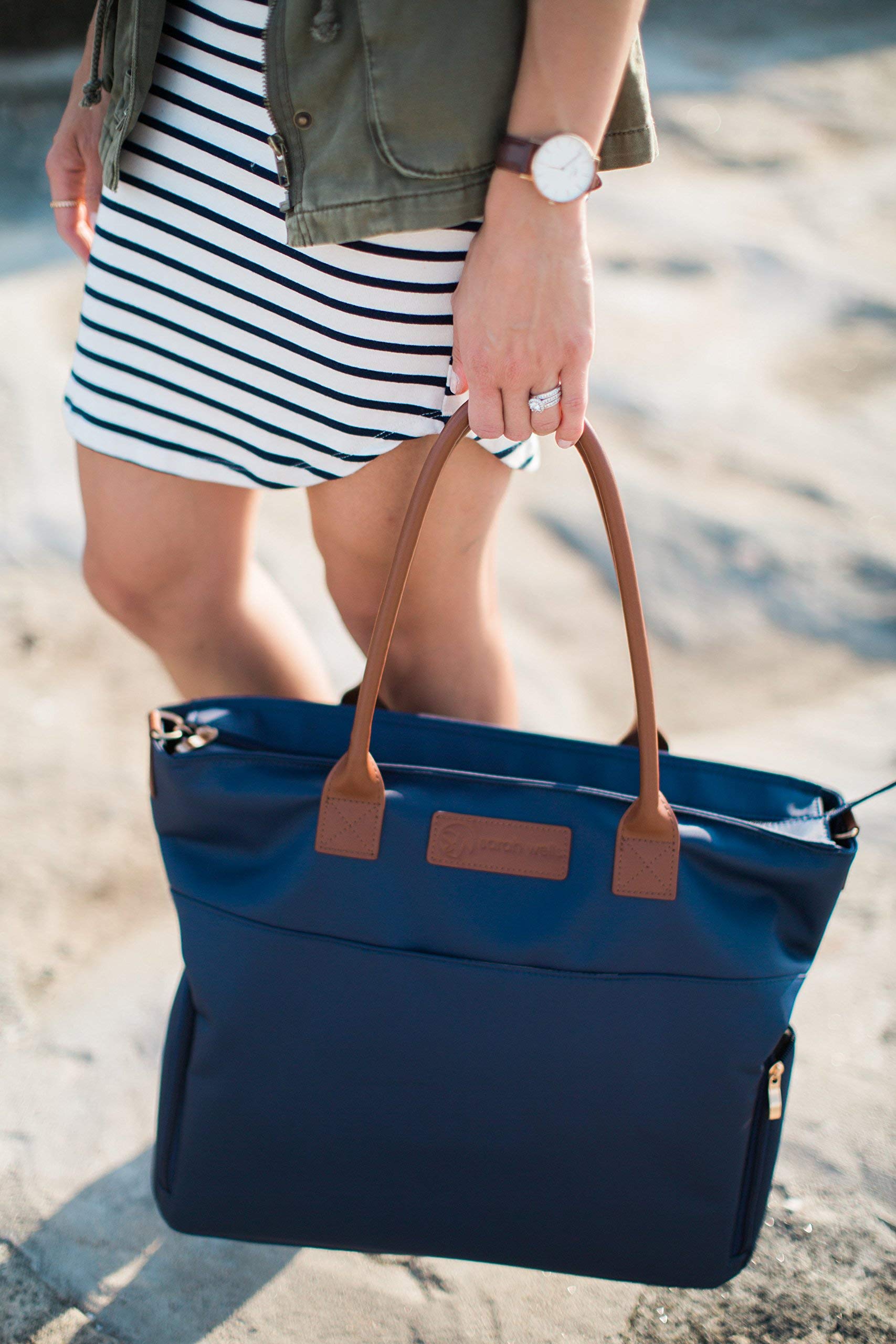 Sarah Wells Abby professional navy finish pairs with work outfits