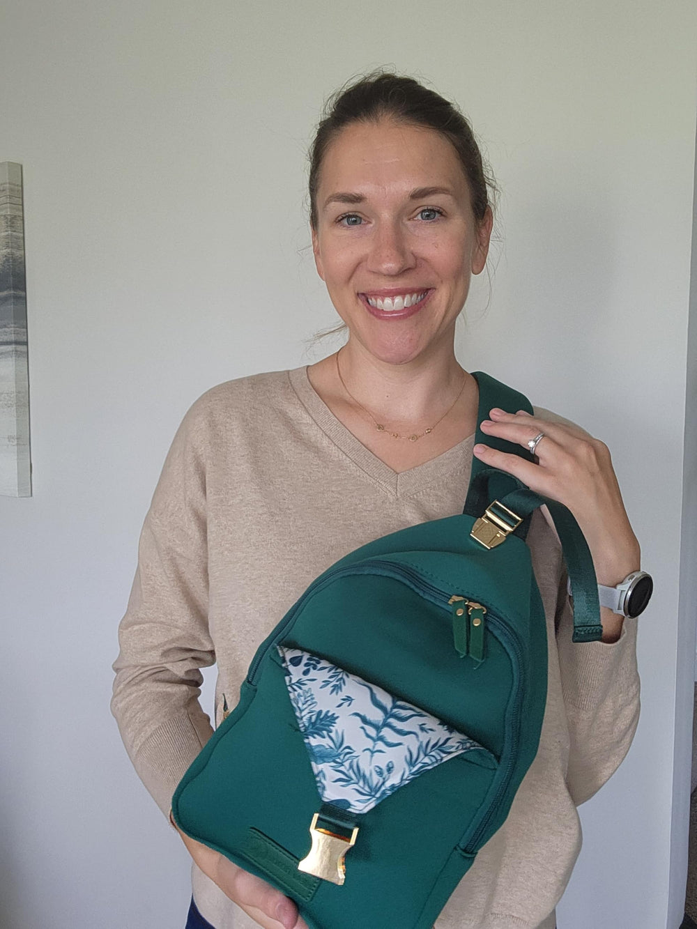 Sarah Wells Allie Sling Bag insulated exterior pocket holds milk chiller or bottles