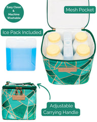 Sarah Wells Cold Gold ice pack in use helps keep milk cool during travel