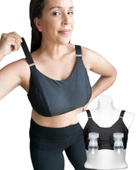 Sarah Wells Journey bra front view showing adjustable Velcro straps for comfort.