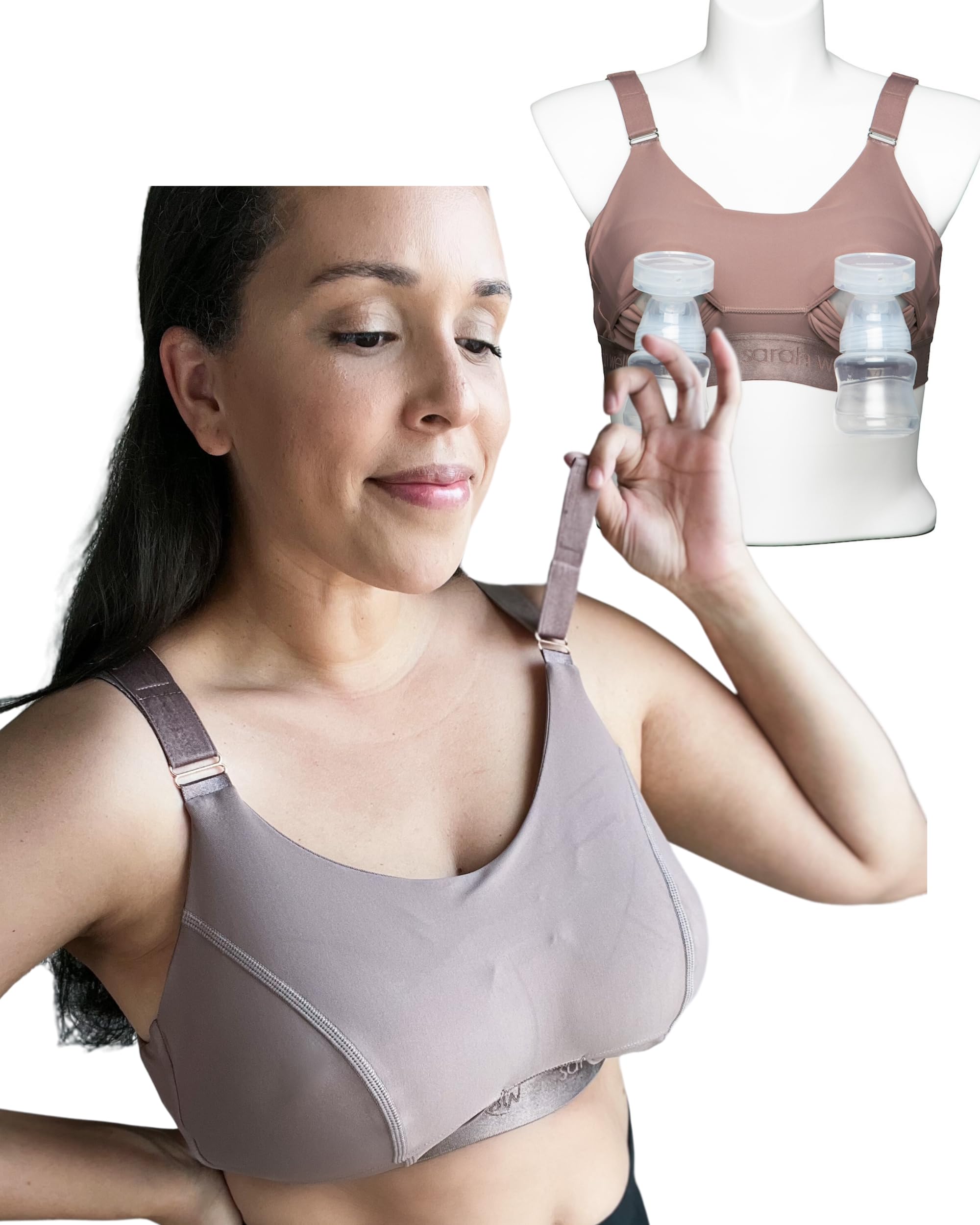 Sarah Wells Journey pumping bra with wide Velcro straps for a customizable fit.