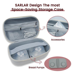 Sarlar bag includes a removable tray to organize flanges and bottles.
