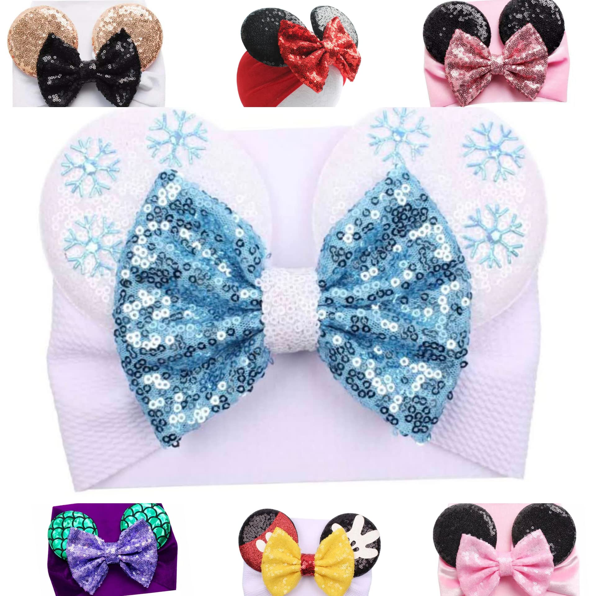 Sarlonter mouse ears headband with snow flakes, a playful party accessory for toddler photoshoots.
