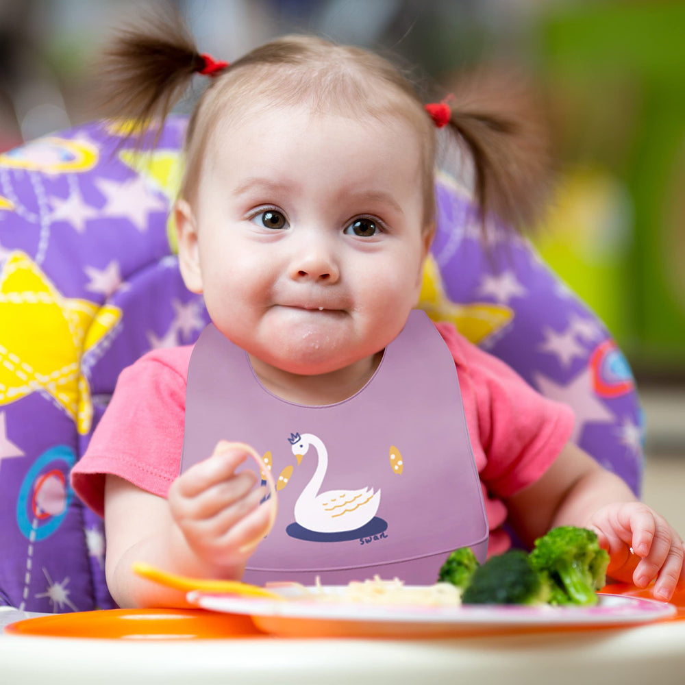 Sarvoza BPA-free silicone bib soft on baby's skin.