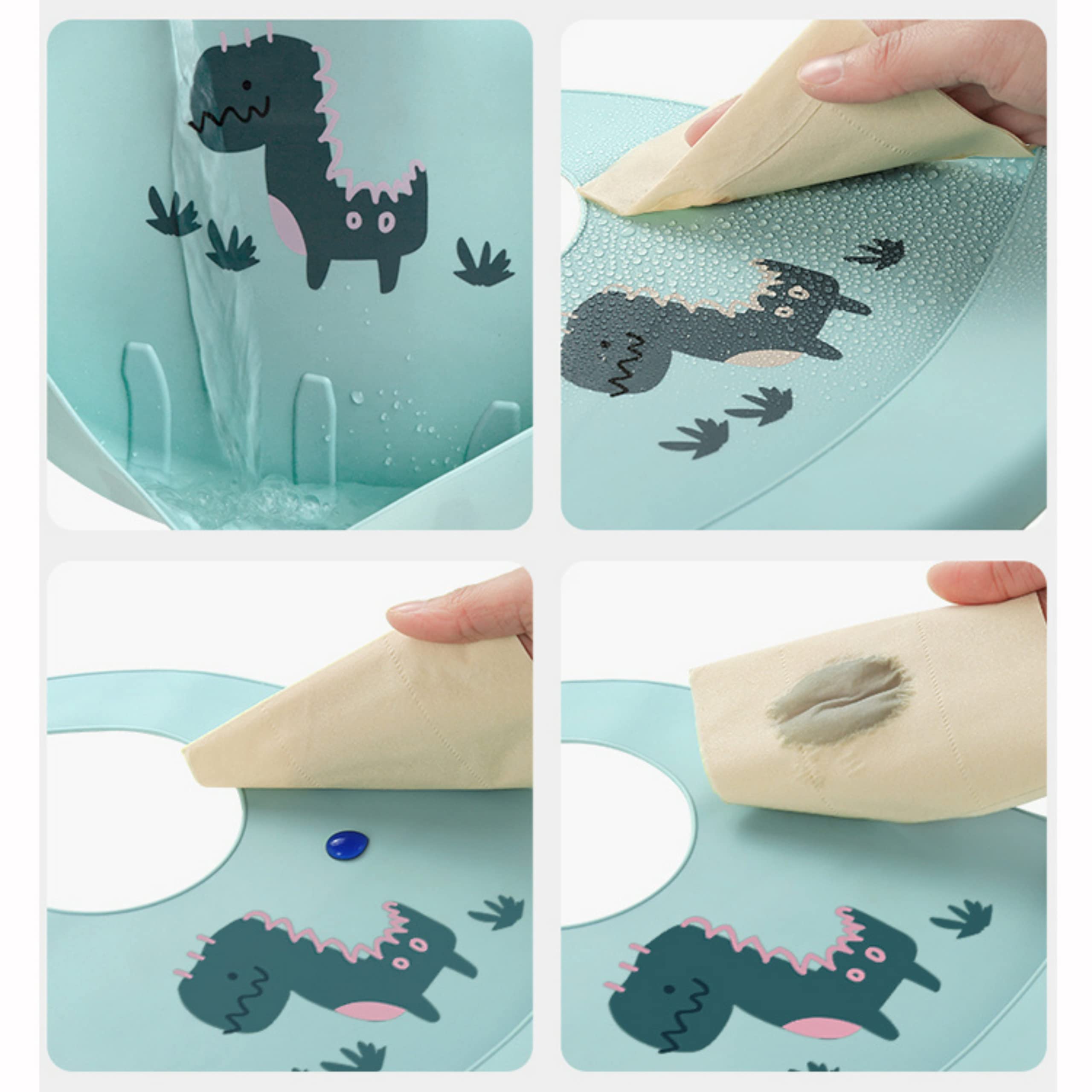 Sarvoza stain-resistant silicone bib with easy wipe-clean surface.