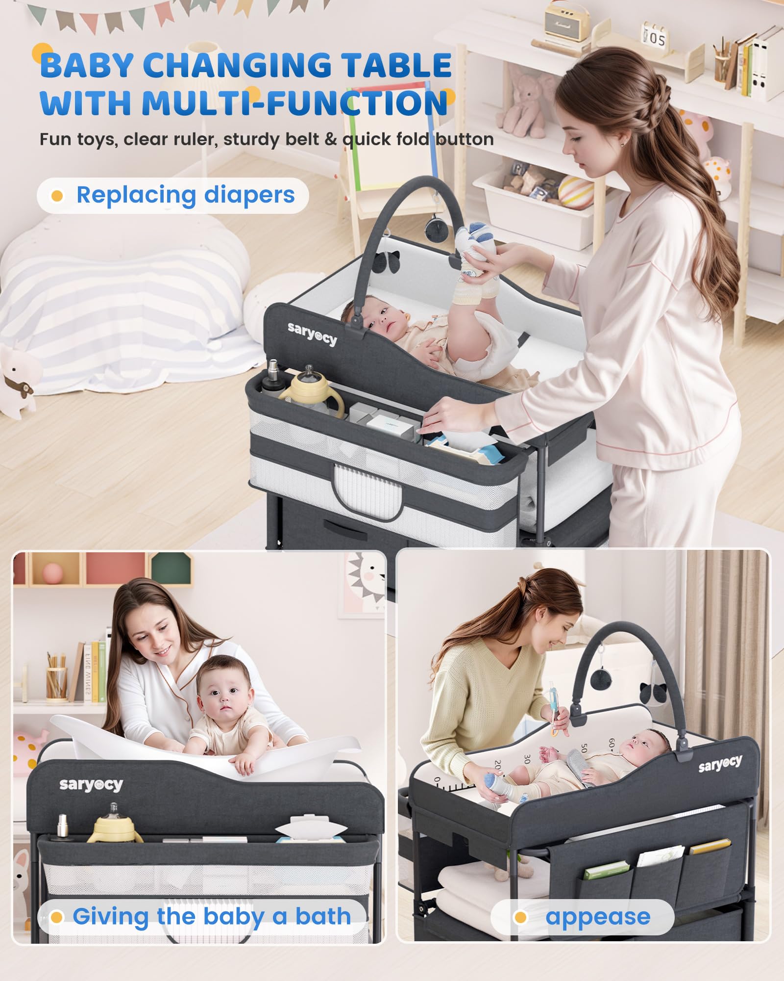 Saryocy changing table dimensions help plan nursery layout