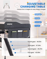 Saryocy changing table removable wheels enable smooth room-to-room movement