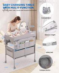 Saryocy changing table on wheels for easy room-to-room movement
