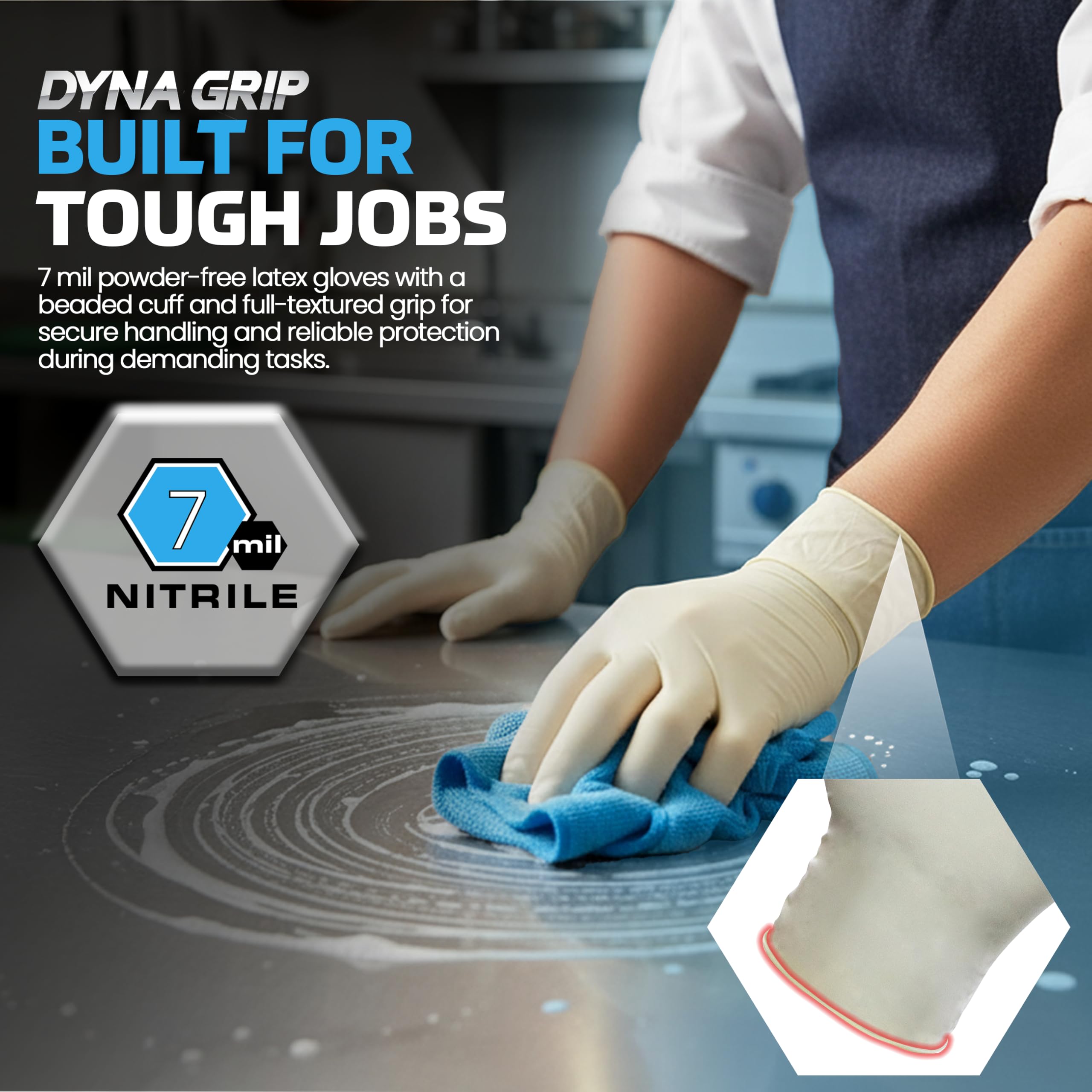 SAS Dyna Grip latex material provides reliable chemical resistance