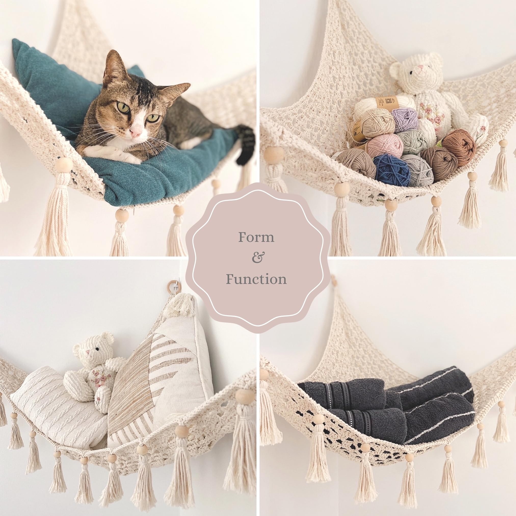 Sasa Baby and Toddler Macrame Toy Hammock in pebble grey complements modern nursery palettes.