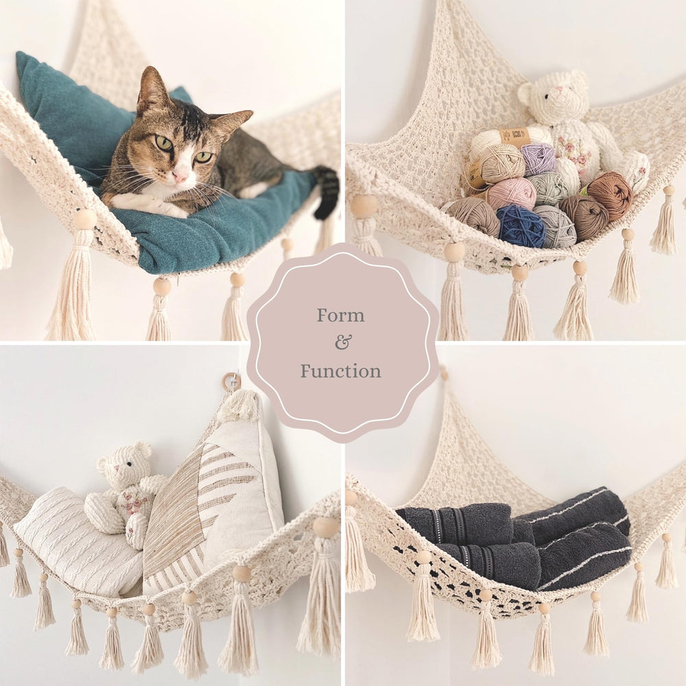 Sasa Baby and Toddler Macrame Toy Hammock in pebble grey complements modern nursery palettes.