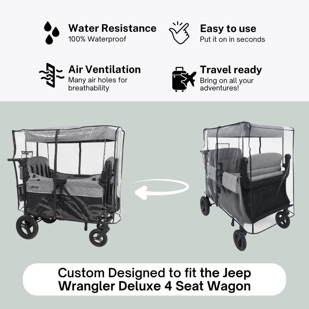 SASHA'S rain cover EVA material stays durable and clear for monitoring inside.