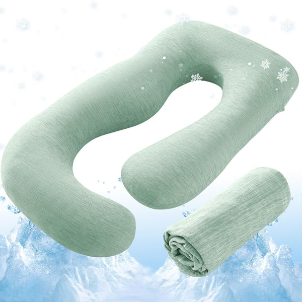 Sasttie cooling pillow cover in green 57-inch, breathable and refreshing.