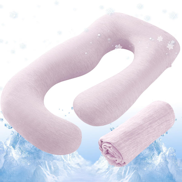 Sasttie cooling pregnancy pillow cover in soft fabric offers gentle comfort for reading and lounging.