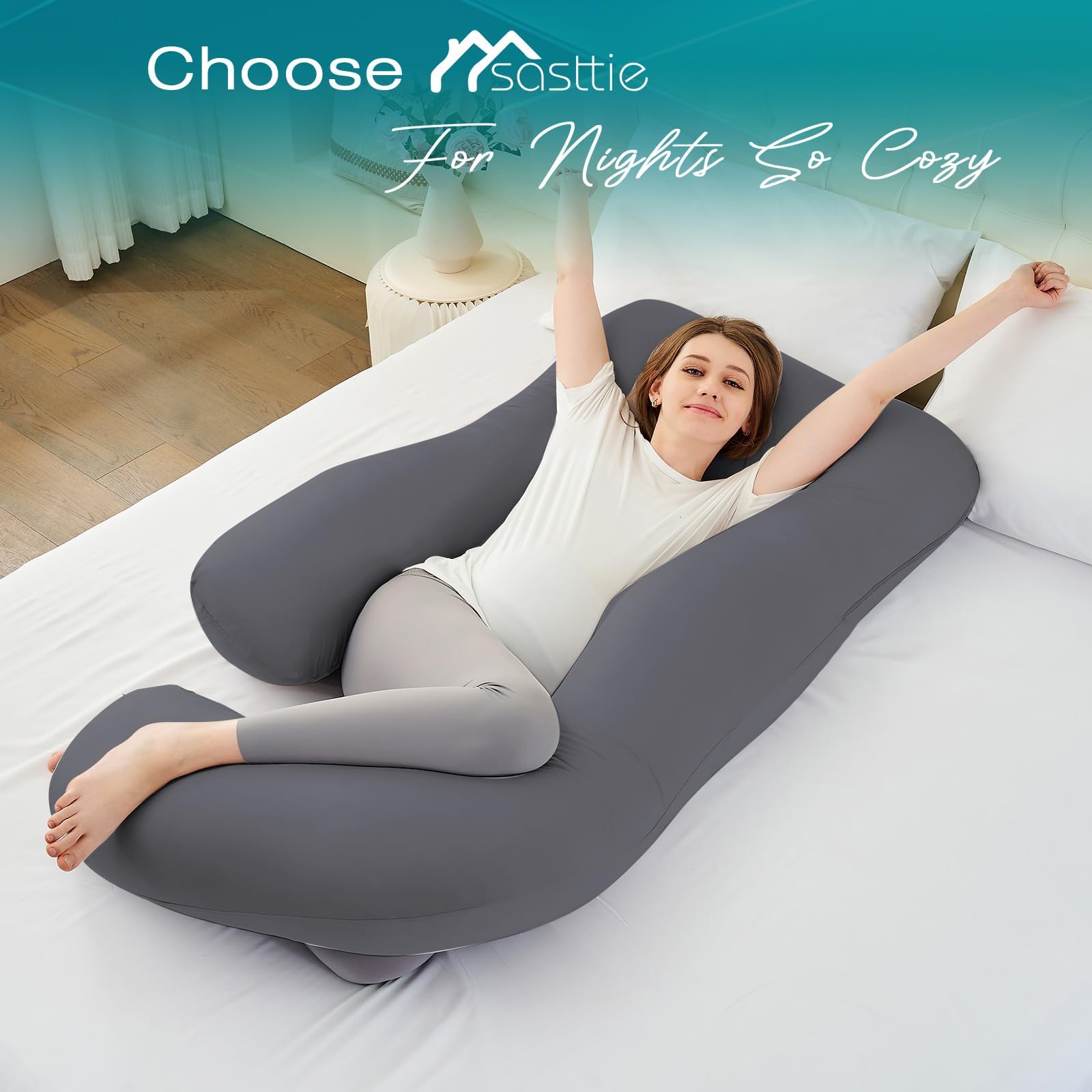 Sasttie dark grey pillow design, modern and versatile for bedrooms