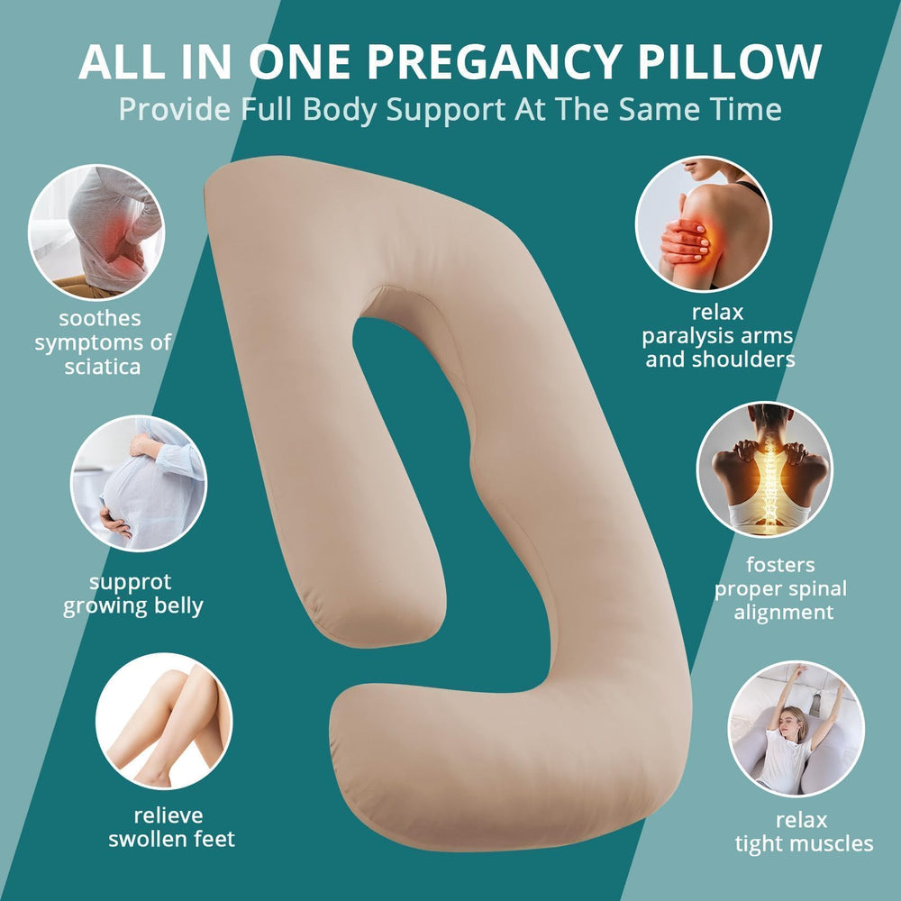 Sasttie beige maternity essential pillow supports comfort during pregnancy