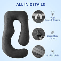 Sasttie 55-57 inch U-shaped pillow cover provides secure, snug fit