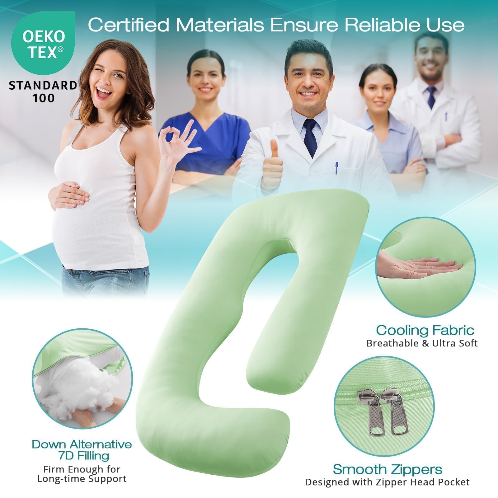 Soft, breathable fabric of the Sasttie pillow feels cool to touch.