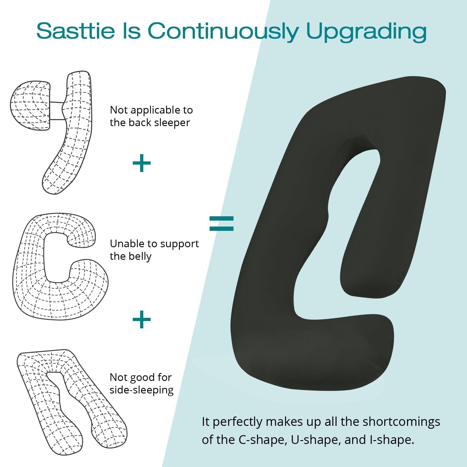 Sasttie down-alternative fill balances support and plush comfort.