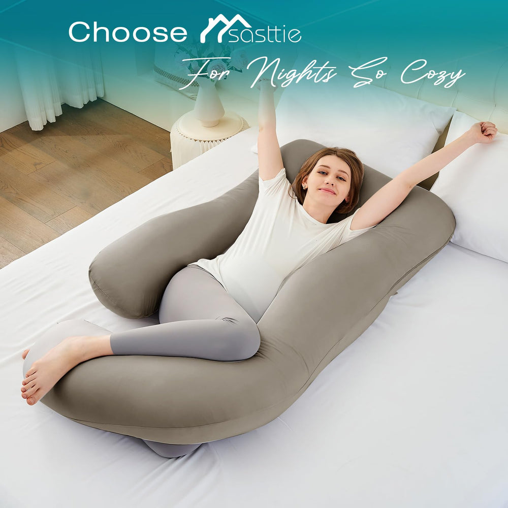 Sasttie pregnancy pillow ideal for lounging and bedtime comfort.