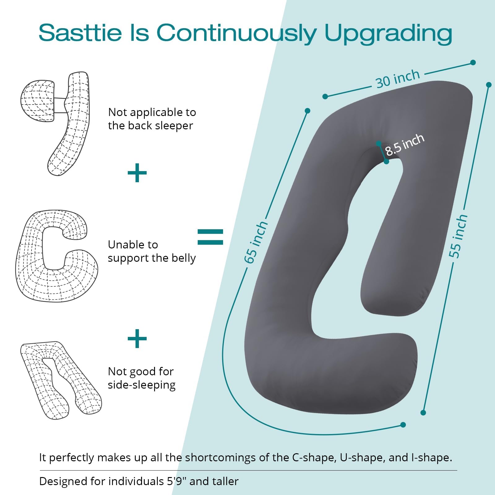 Sasttie pillow removable cover is soft, breathable, and machine washable