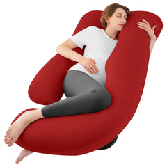 Sasttie pregnancy pillow U‑shape front view shows full‑body support for a comfortable sleep.