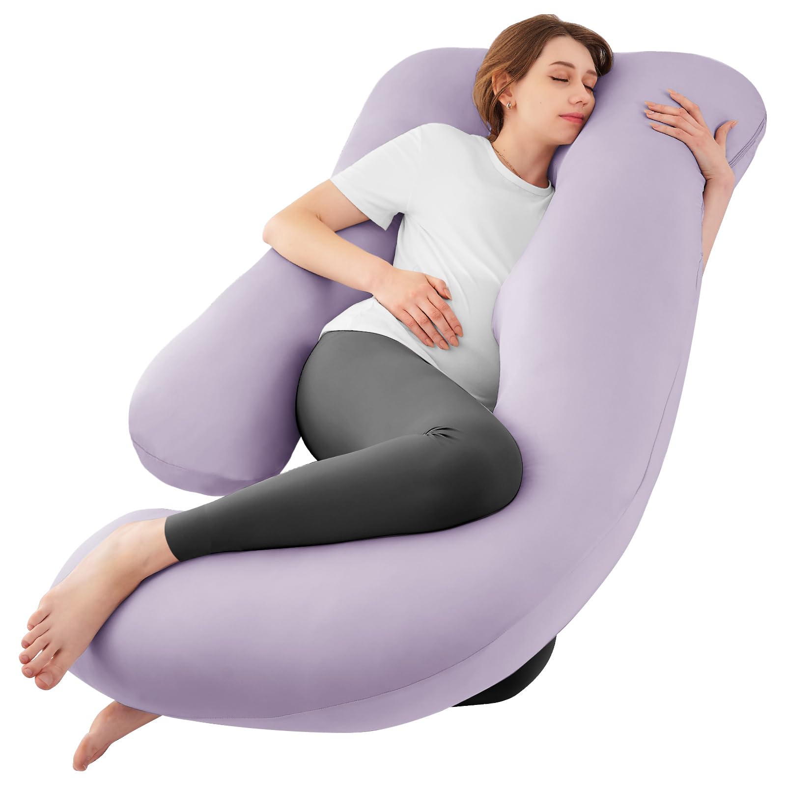 Sasttie U-shaped pregnancy pillow offers full-body support from head to toe.