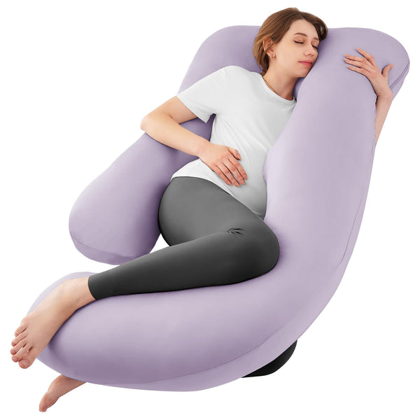 Sasttie U-shaped pregnancy pillow offers full-body support from head to toe.