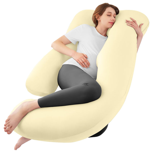 Sasttie U-shape pregnancy pillow provides ergonomic shoulder and back support.