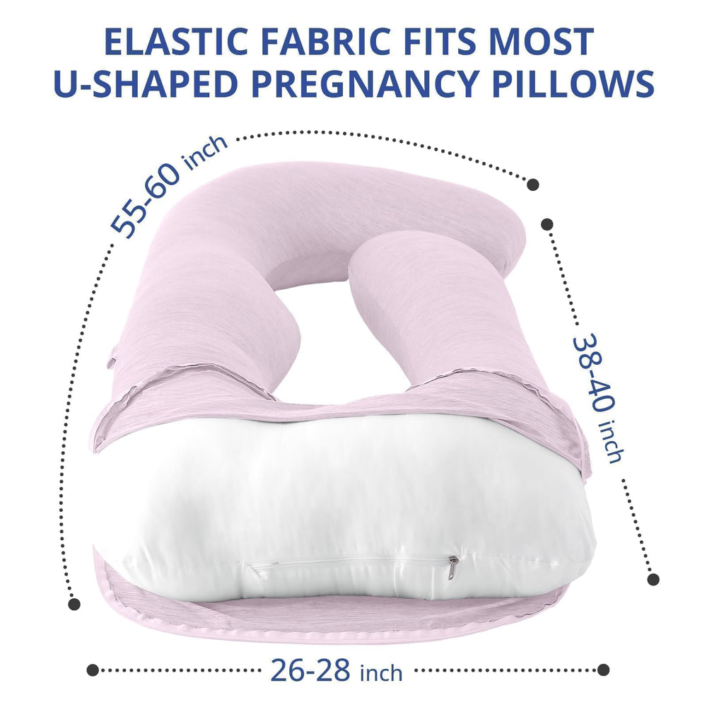 Sasttie U-shaped pillow cover fits 55–57 inch maternity pillows snugly.