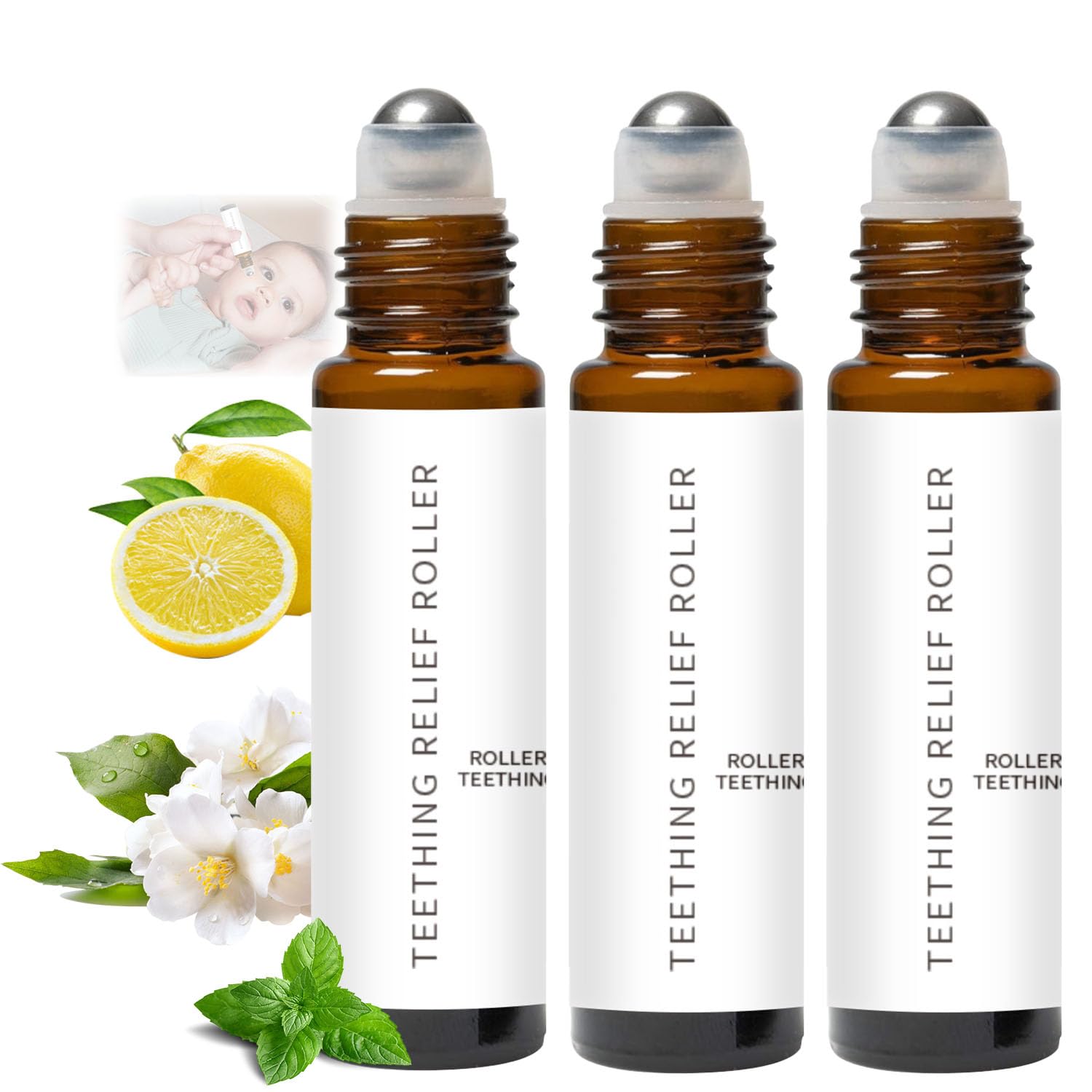 Satasiam Velaria teething roller bottle pour shows easy, mess-free application