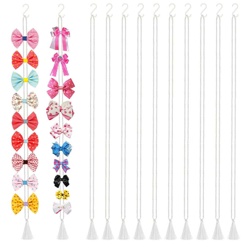 SATINIOR bow holder wall display with organized bows and clips