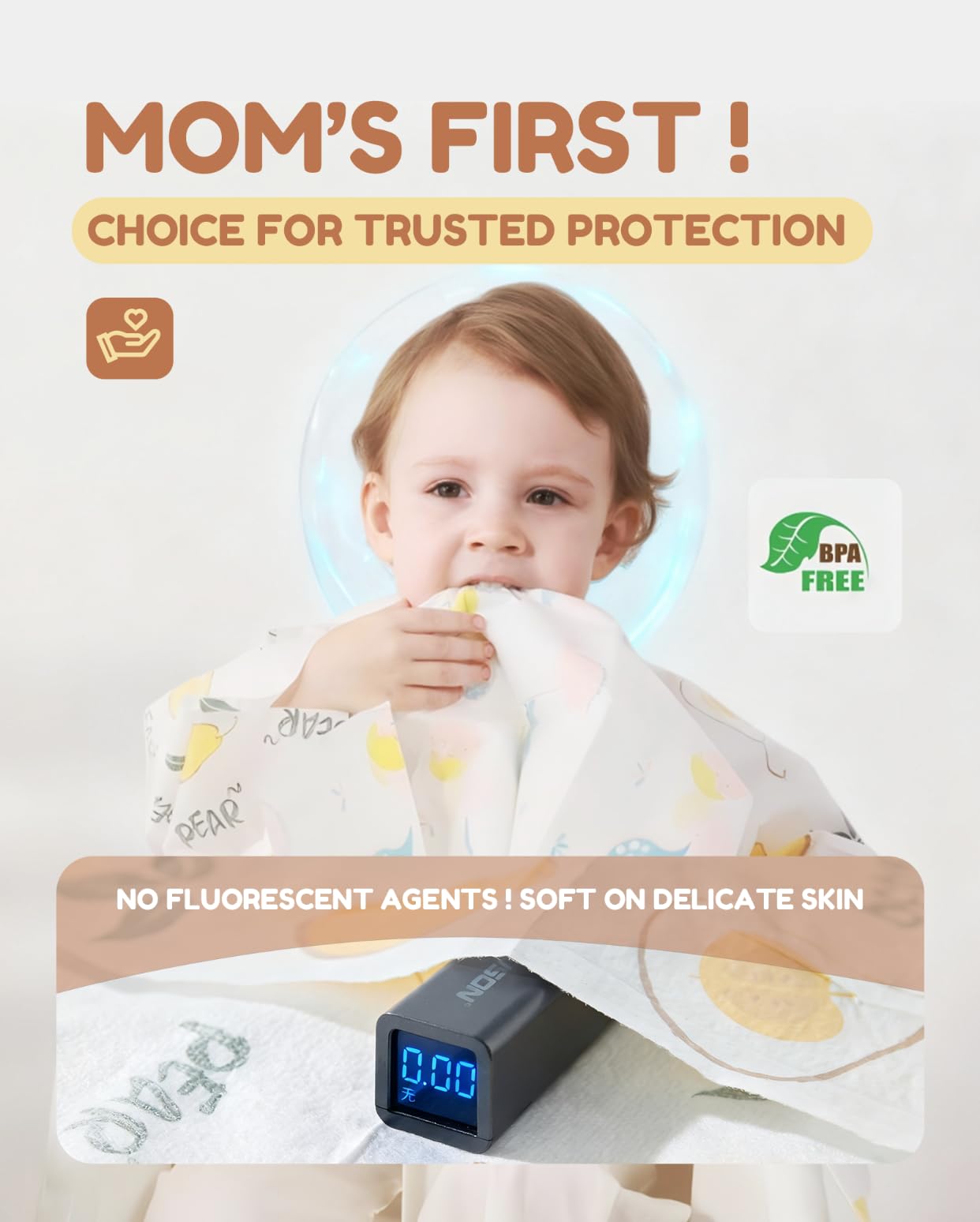 SauGonb built-in pocket catches dribbles for easier cleanup after meals.