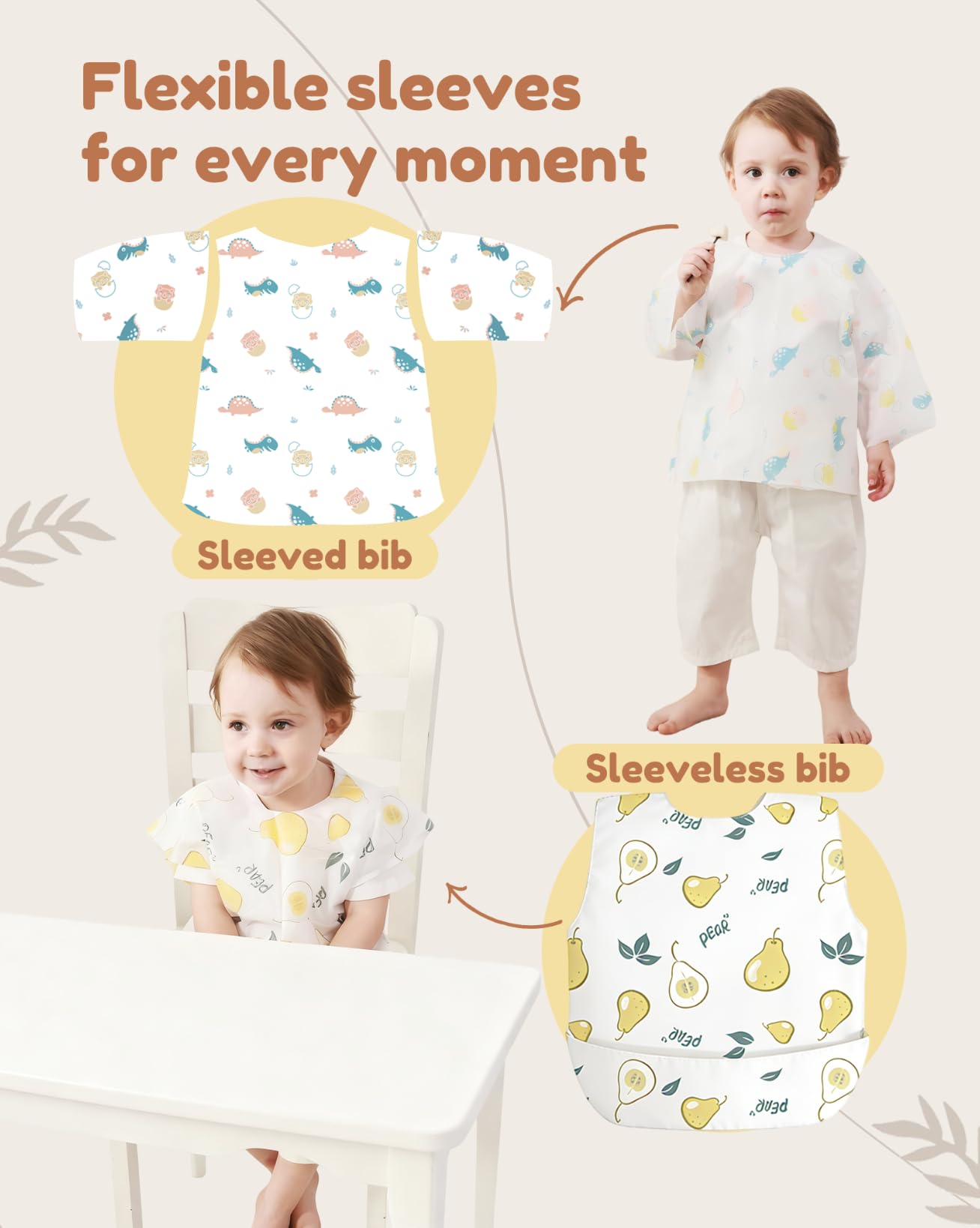SauGonb 2-in-1 design bib in use for meals and crafts.