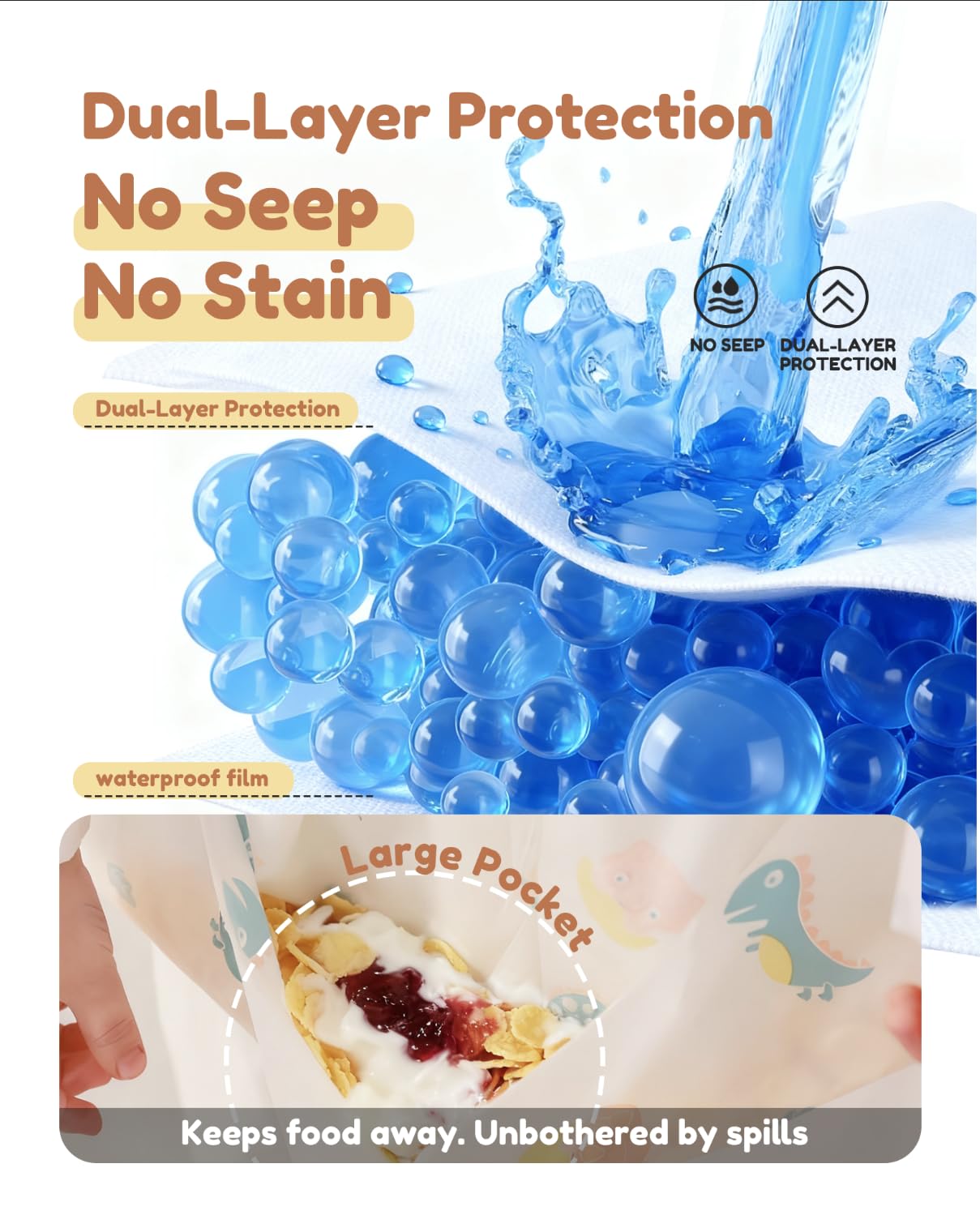 SauGonb individually wrapped bib maintains hygiene for on-the-go use.