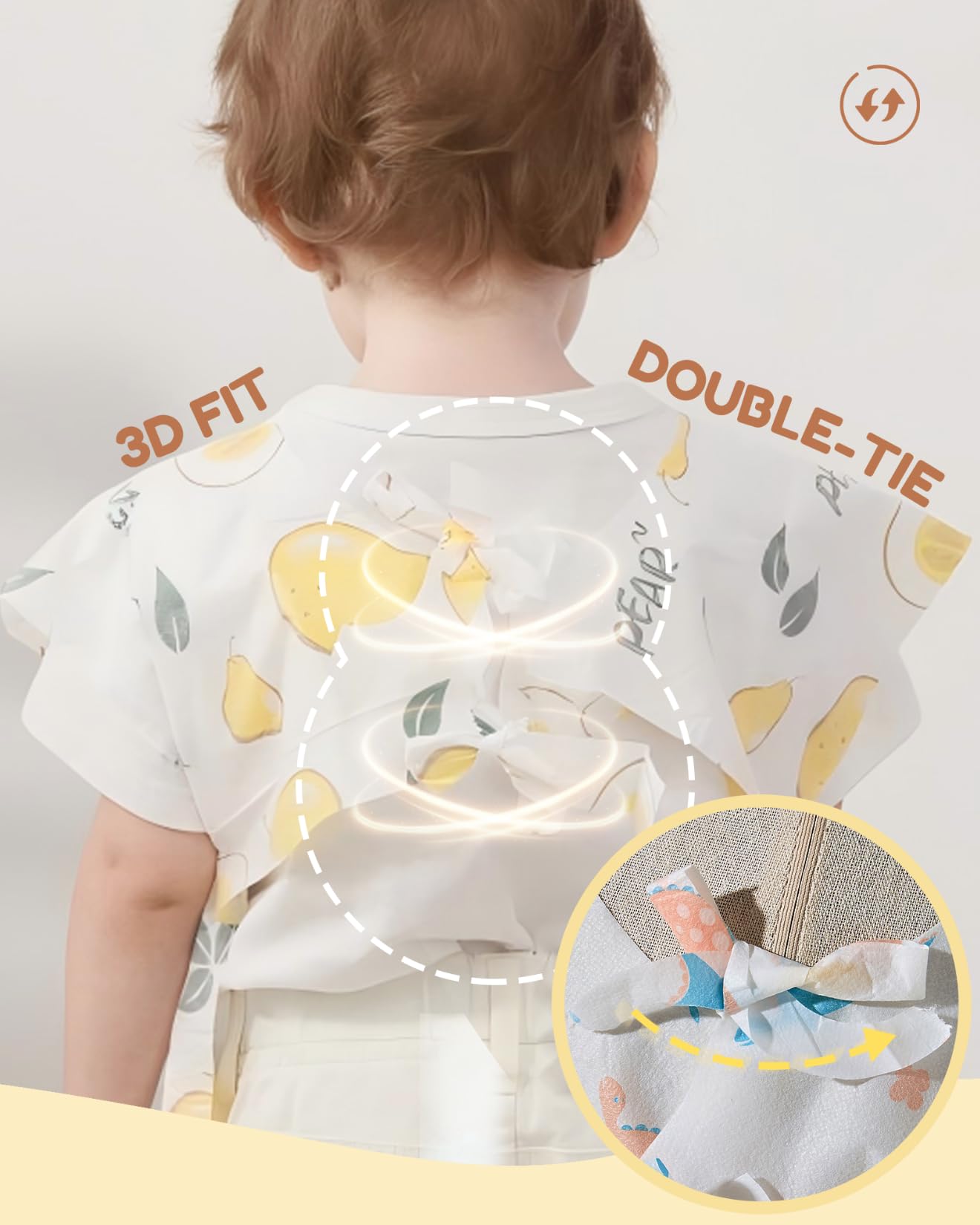 SauGonb waterproof back bib shields clothes from liquids during feeding.