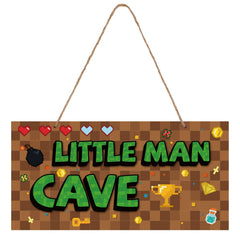 SAVITA pixel-themed door sign for a child's room with retro flair.