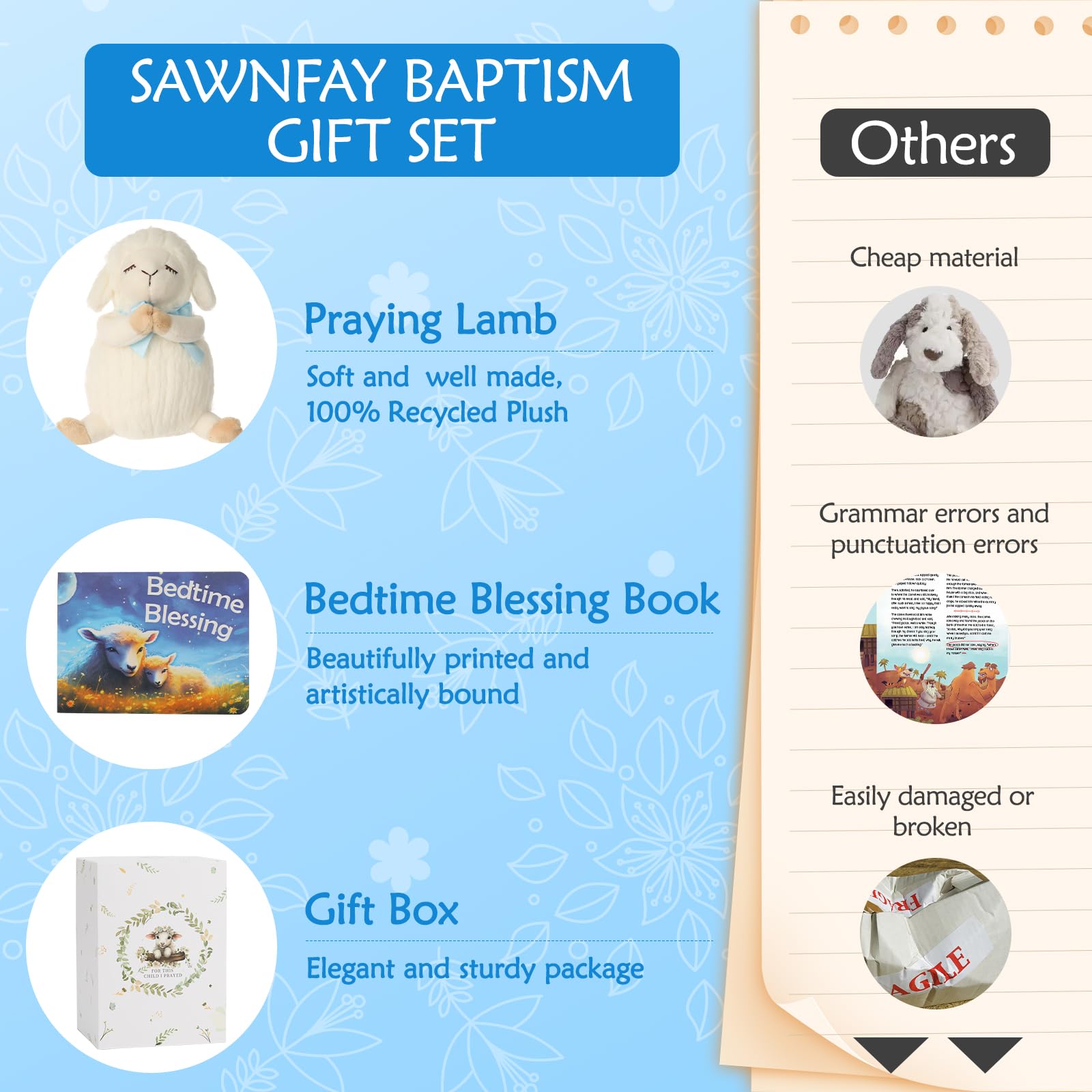Sawnfay baby boy christening gift suitable for baptism or dedication
