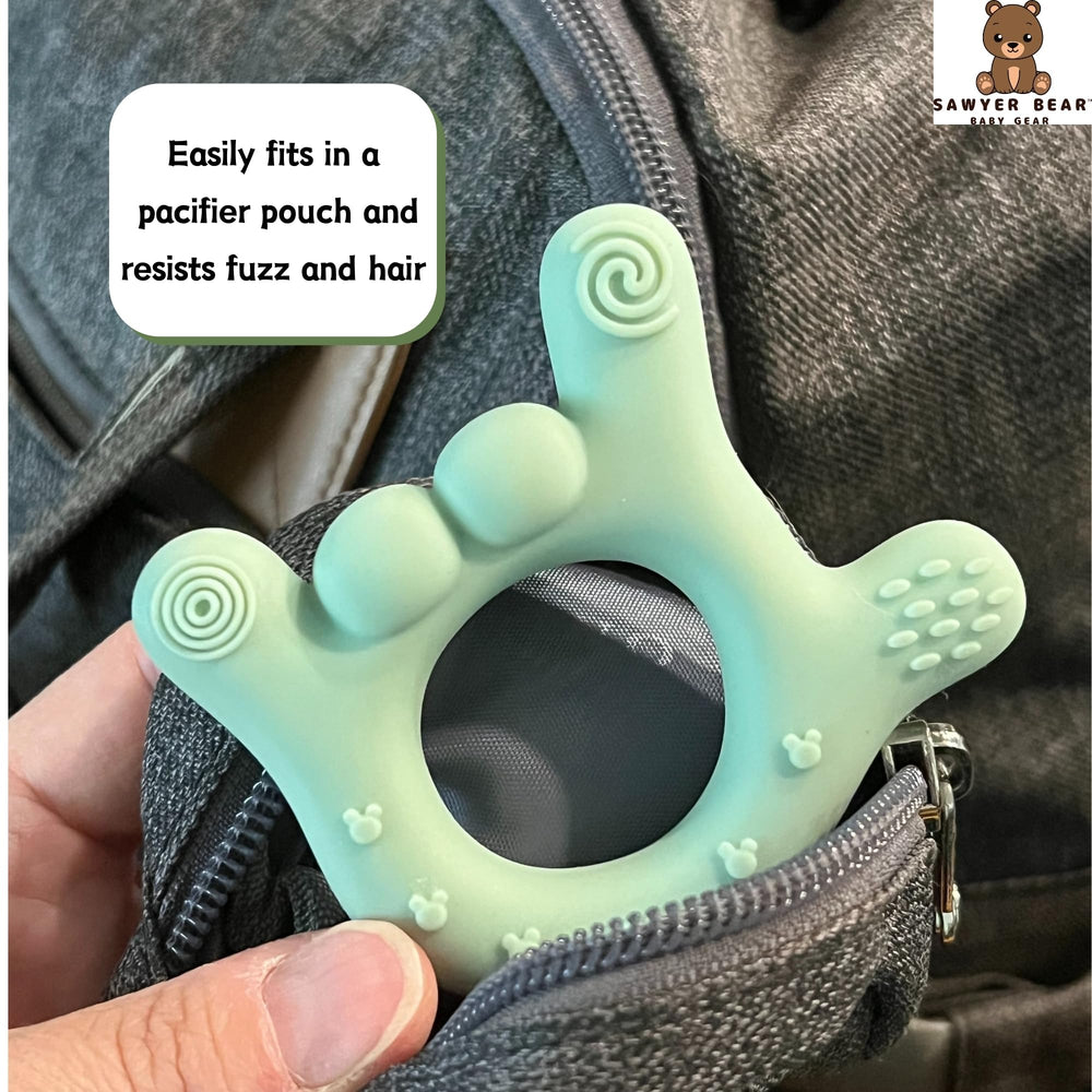 Sawyer Bear chubby hand design promotes reach and fine motor exploration.