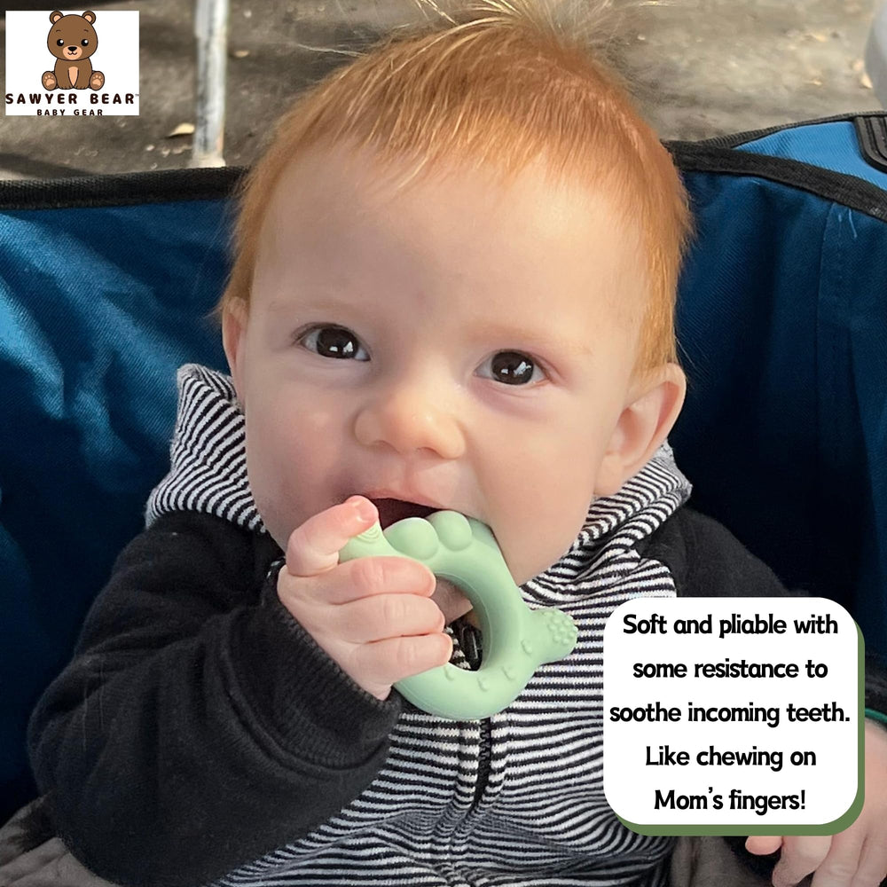 Sawyer Bear sign-language inspired teether encourages early communication.