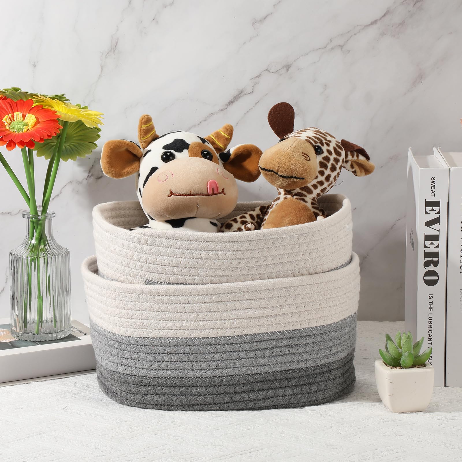 Sawysine woven basket close-up highlighting sturdy cotton rope texture