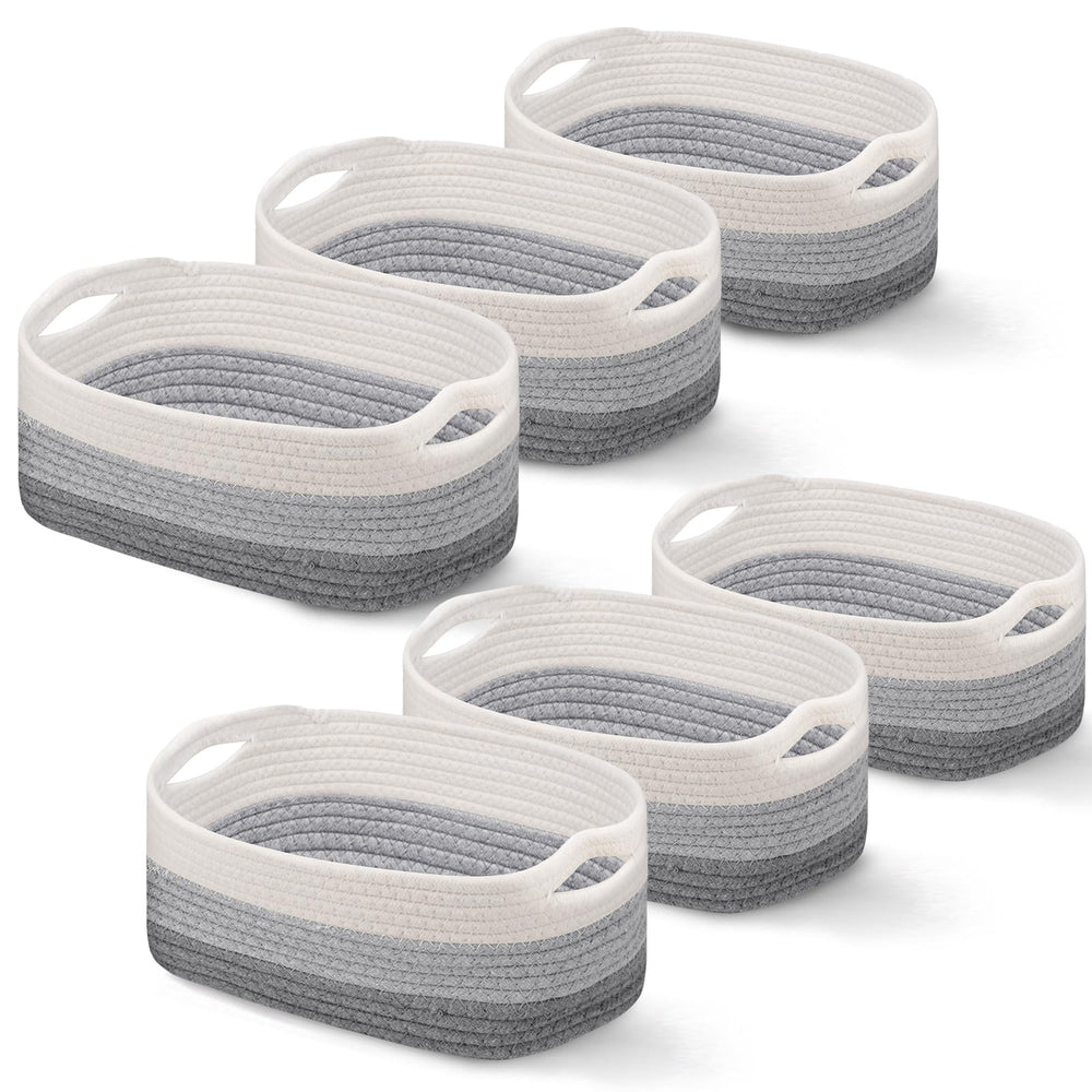 Sawysine six-piece cotton rope basket set for versatile storage and organization