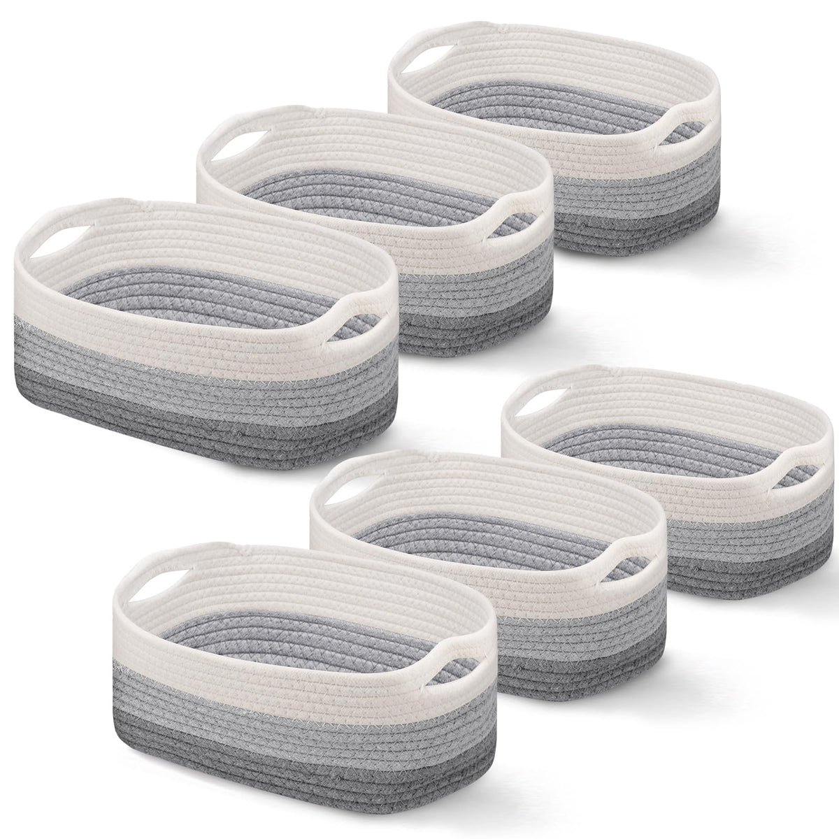 Sawysine six-piece cotton rope basket set for versatile storage and organization